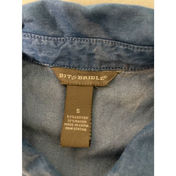 BIT & Bridle Sleeveless Button‎ Front Denim Jean Dress Blue S - Picture 3 of 7